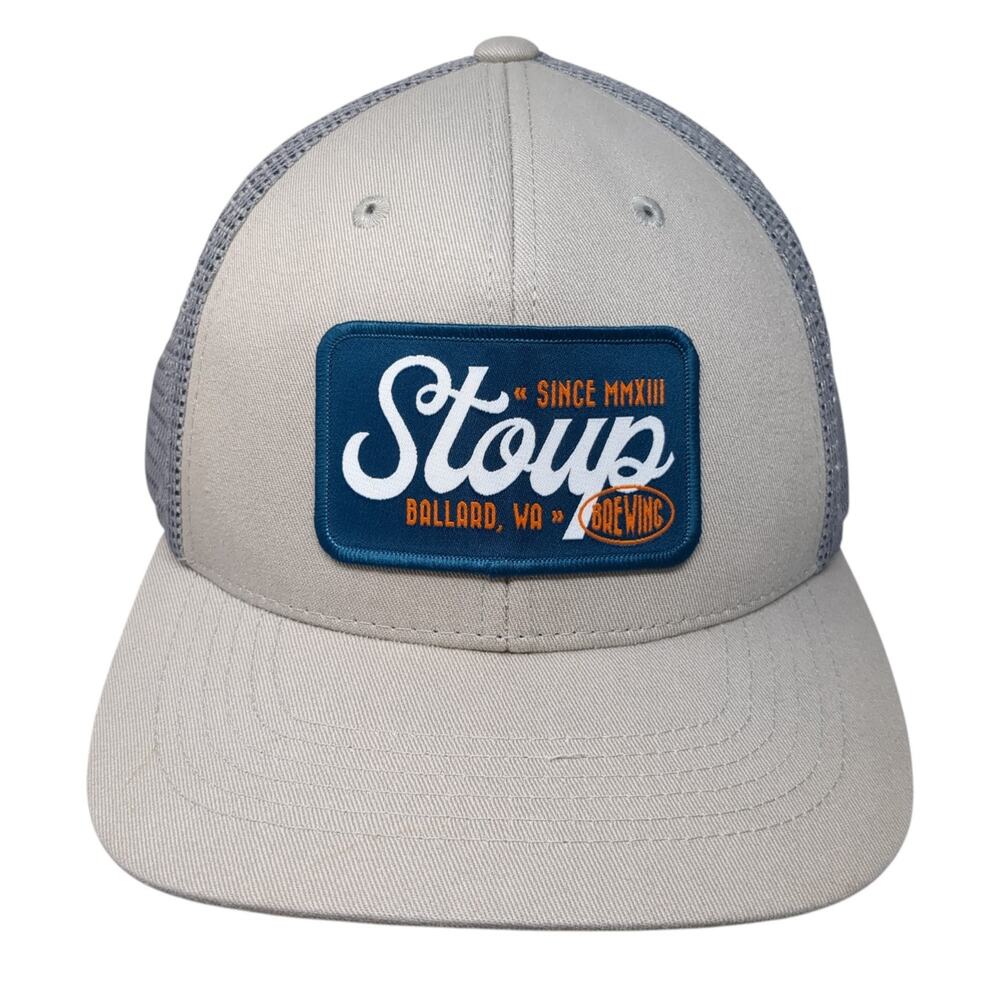 Stoup Ballard, WA Brewing Snapback Trucker Hat Gray One Size Cotton Brist Blanks